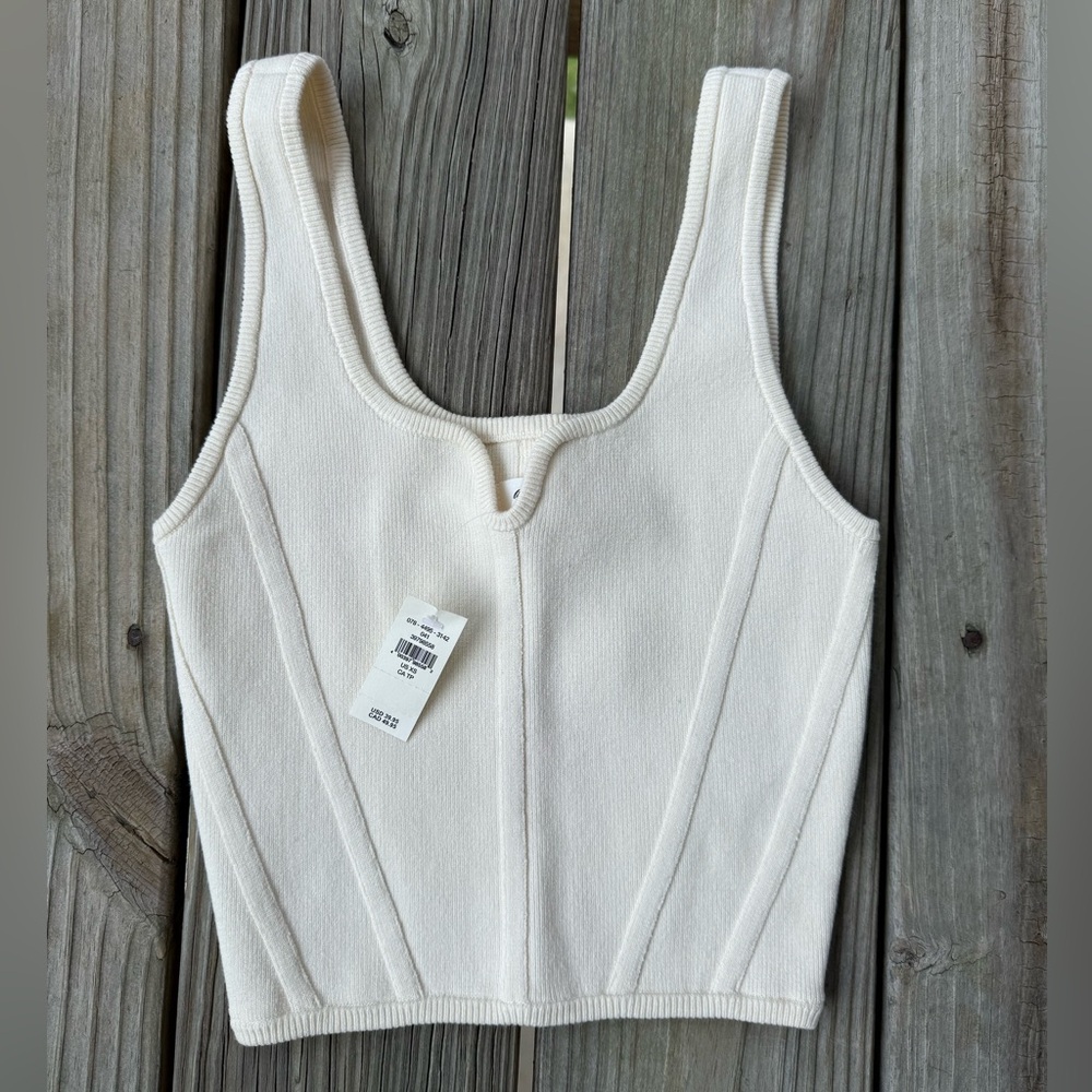 Aerie Cream Ribbed Knit Top
